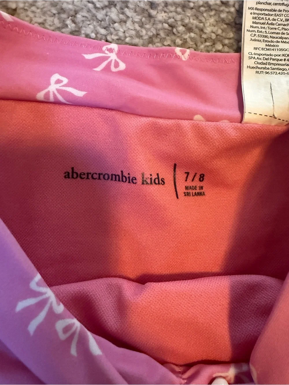 abercrombie kids Pink Bow Print Two-Piece Swim Set